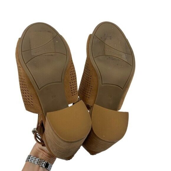 Marc Fisher 8 Brown Leather Cutout Booties Sandals Boho Western - Picture 6 of 9